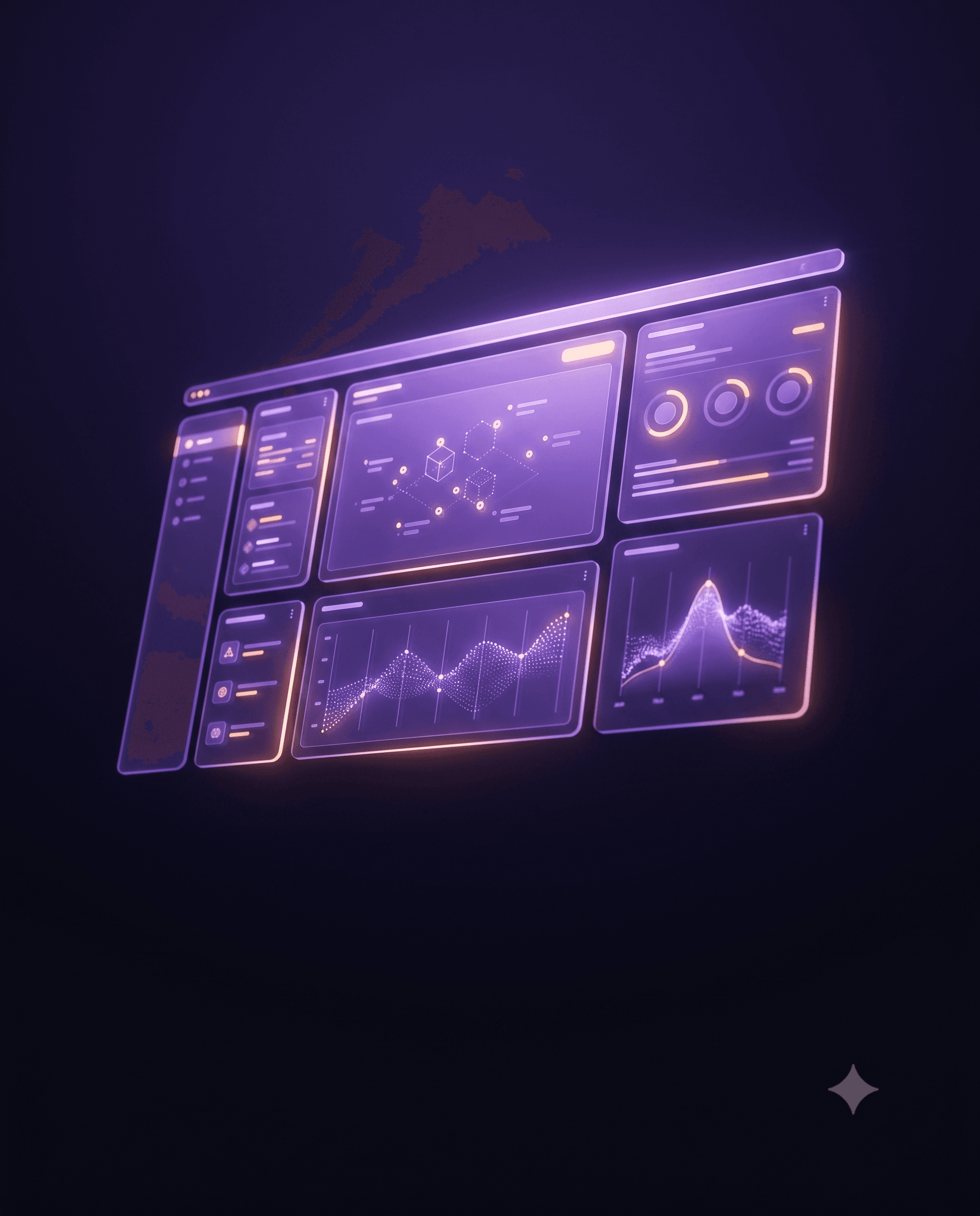 A single unified dashboard glowing in a dark void